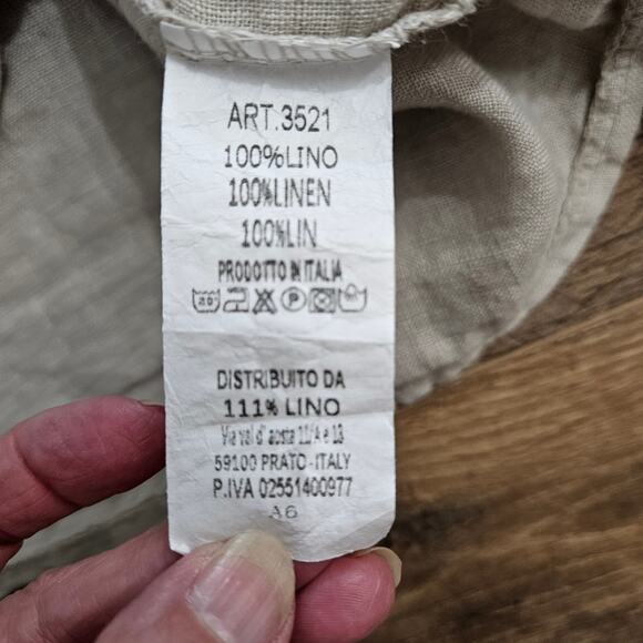 Modamalfi Top 100% Linen Made in Italy Natural Cropped Art 3521 Medium Womens - Picture 7 of 11